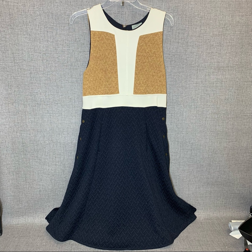 Anthropologie Maeve Color Block Knit Dress with Pockets Size 10